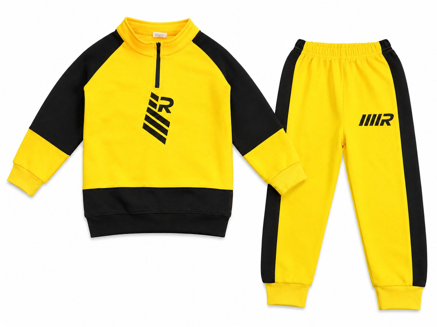 Boys Yellow & Black Racing Stripe Sweatshirt & Jogger Set