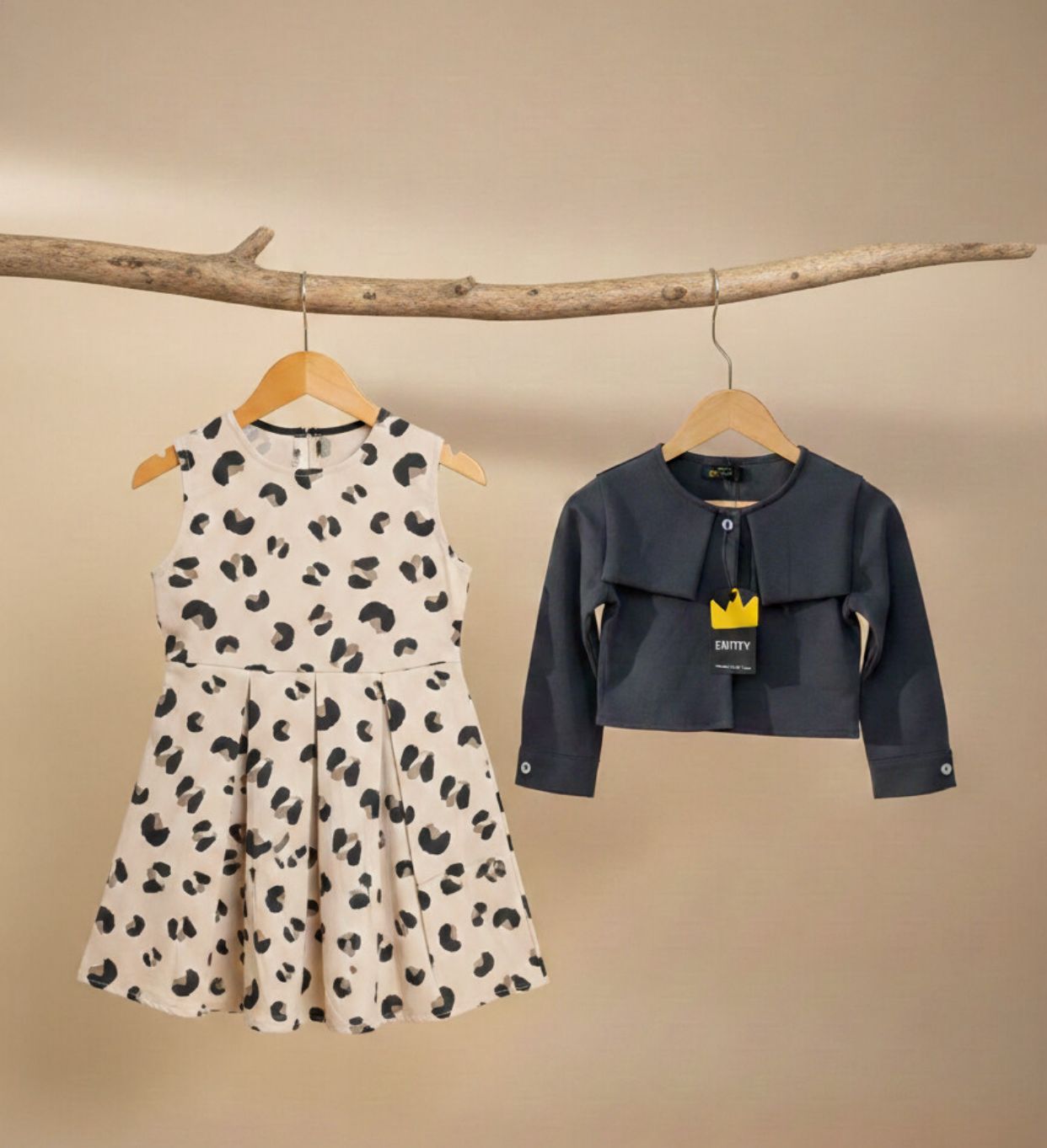 Girls Animal Print Dress & Jacket Set