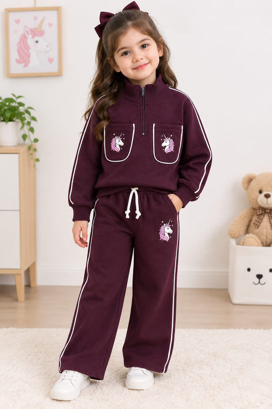 Girls mockneck sweatshirt paired with flapper trouser