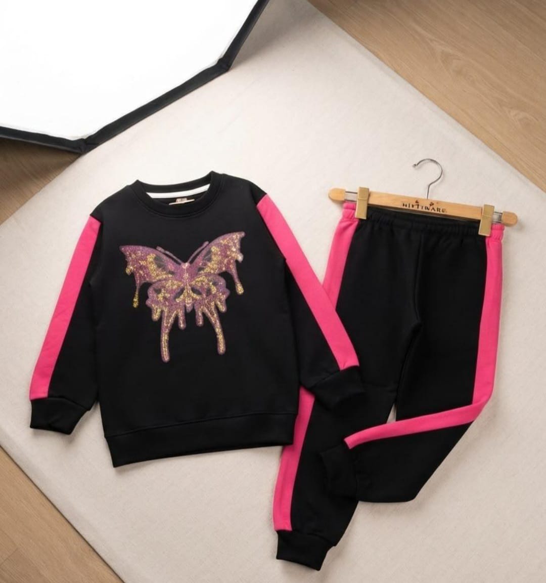 Sequence Black Butterfly Fleece Set