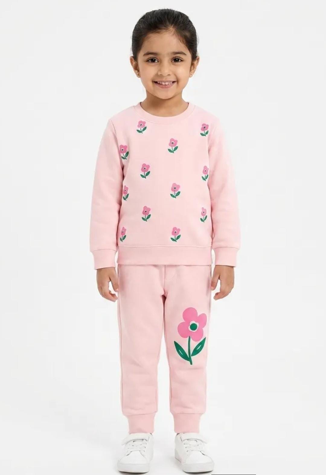 Girls Floral Sweatshirt Paired Fleece Trouser
