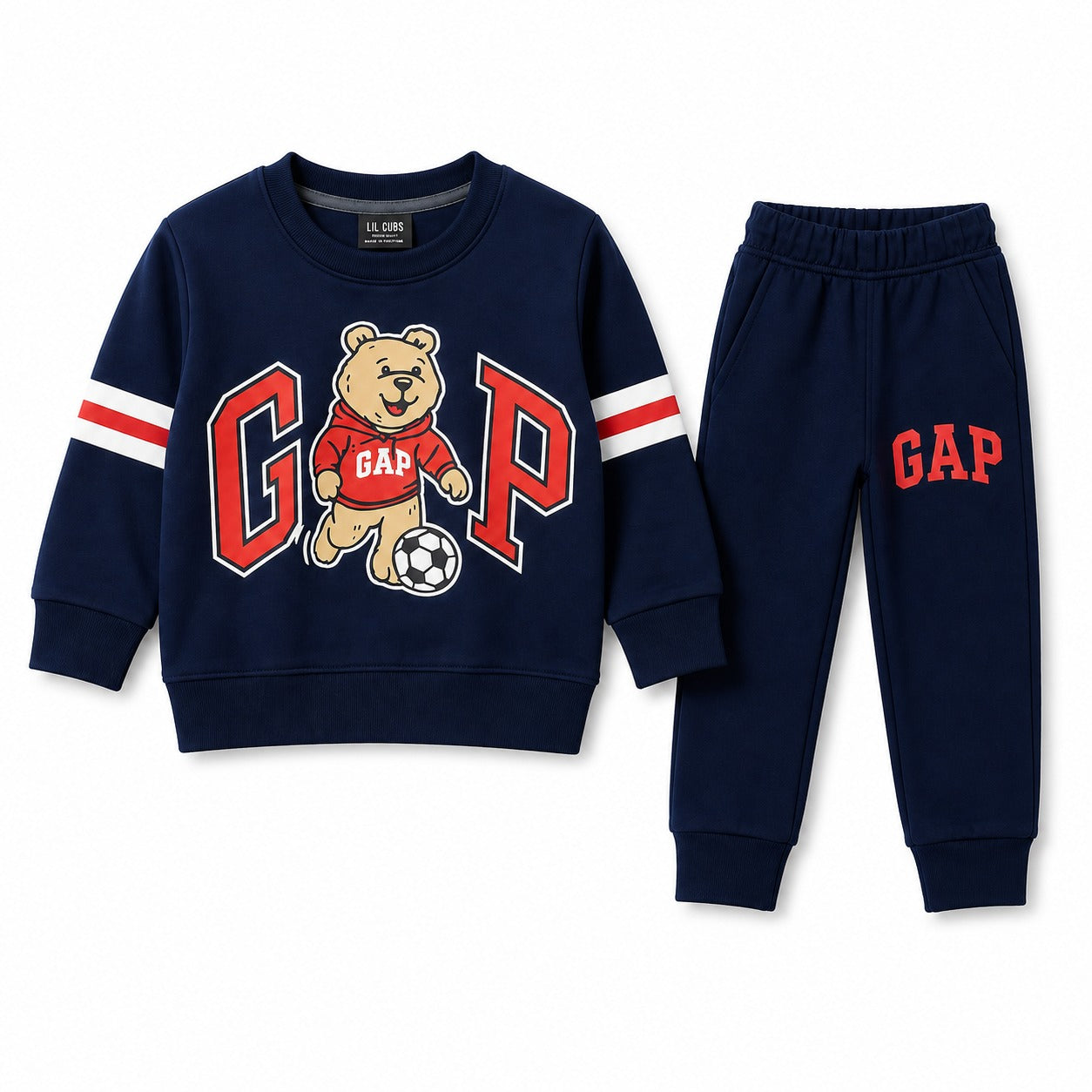 Boys Navy Bear Mascot Soccer Sweatshirt & Jogger Set