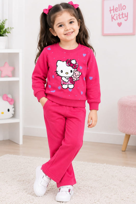 Pink Sequence Kitty Tracksuit