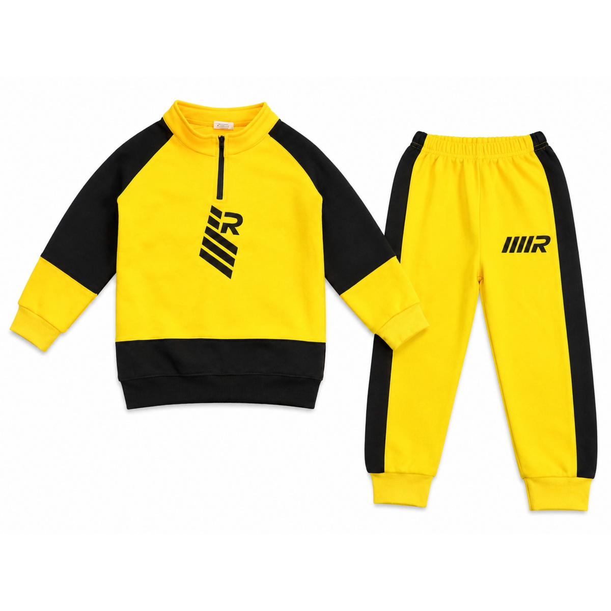 Boys Yellow & Black Racing Stripe Sweatshirt & Jogger Set