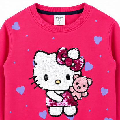 Pink Sequence Kitty Tracksuit