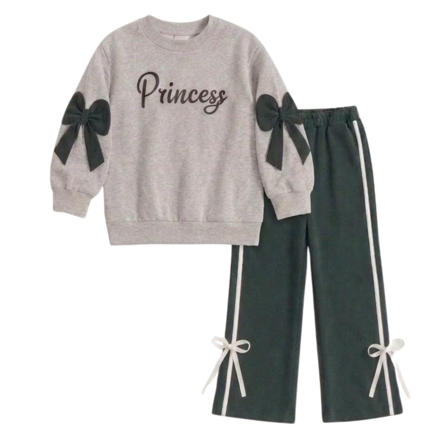 Girls Princess Bow Fleece Tracksuit – Green