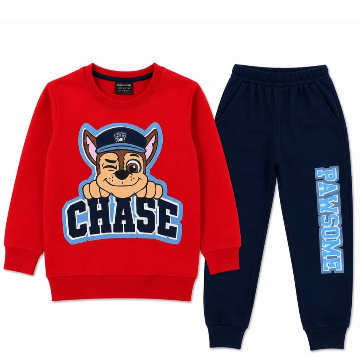 Kids Red Police Pup Graphic Sweatshirt & Jogger Set