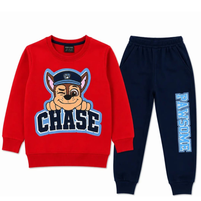 Kids Red Police Pup Graphic Sweatshirt & Jogger Set