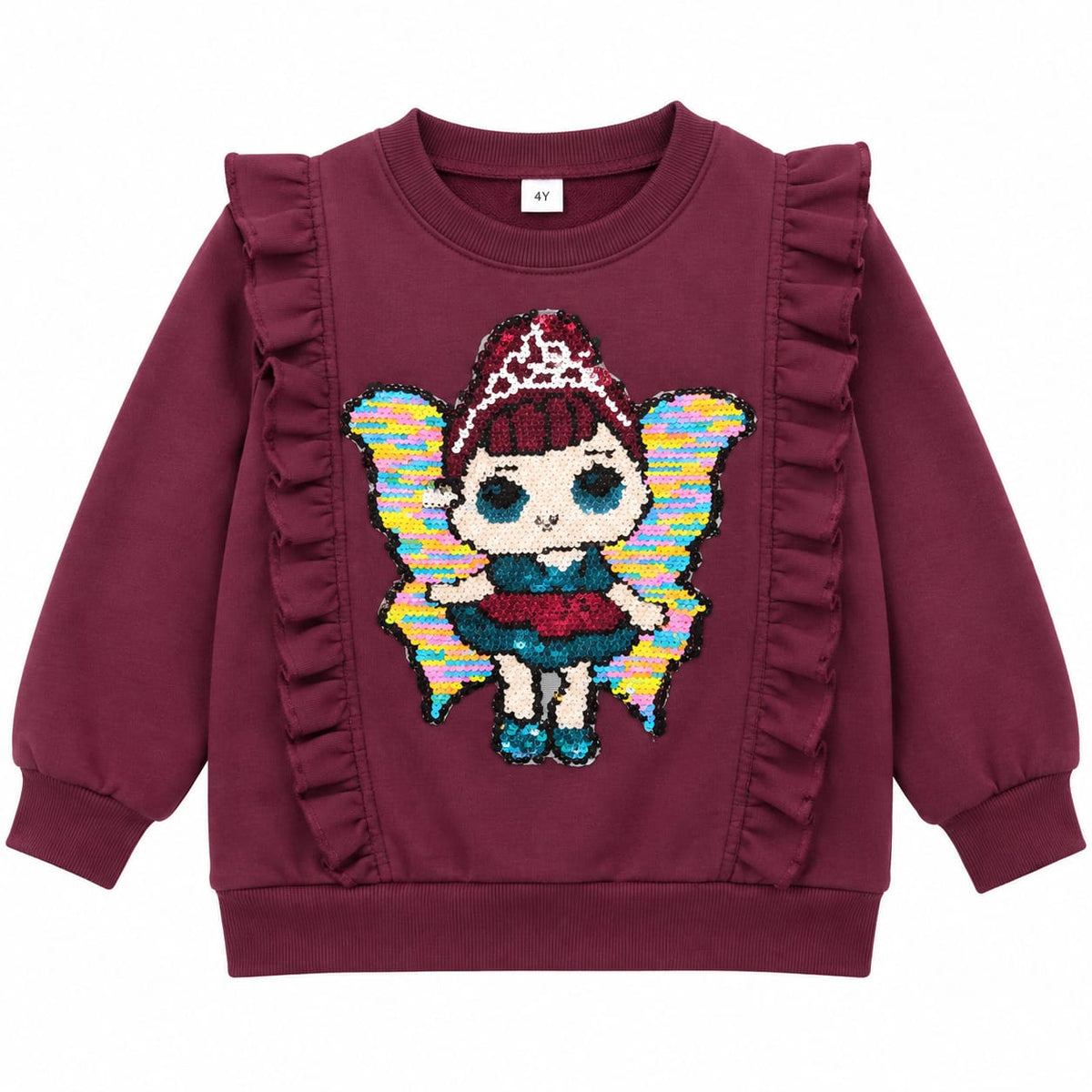 Girls Burgundy Ruffle Tracksuit