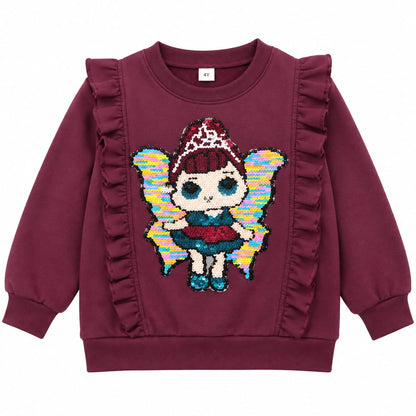 Girls Burgundy Ruffle Tracksuit