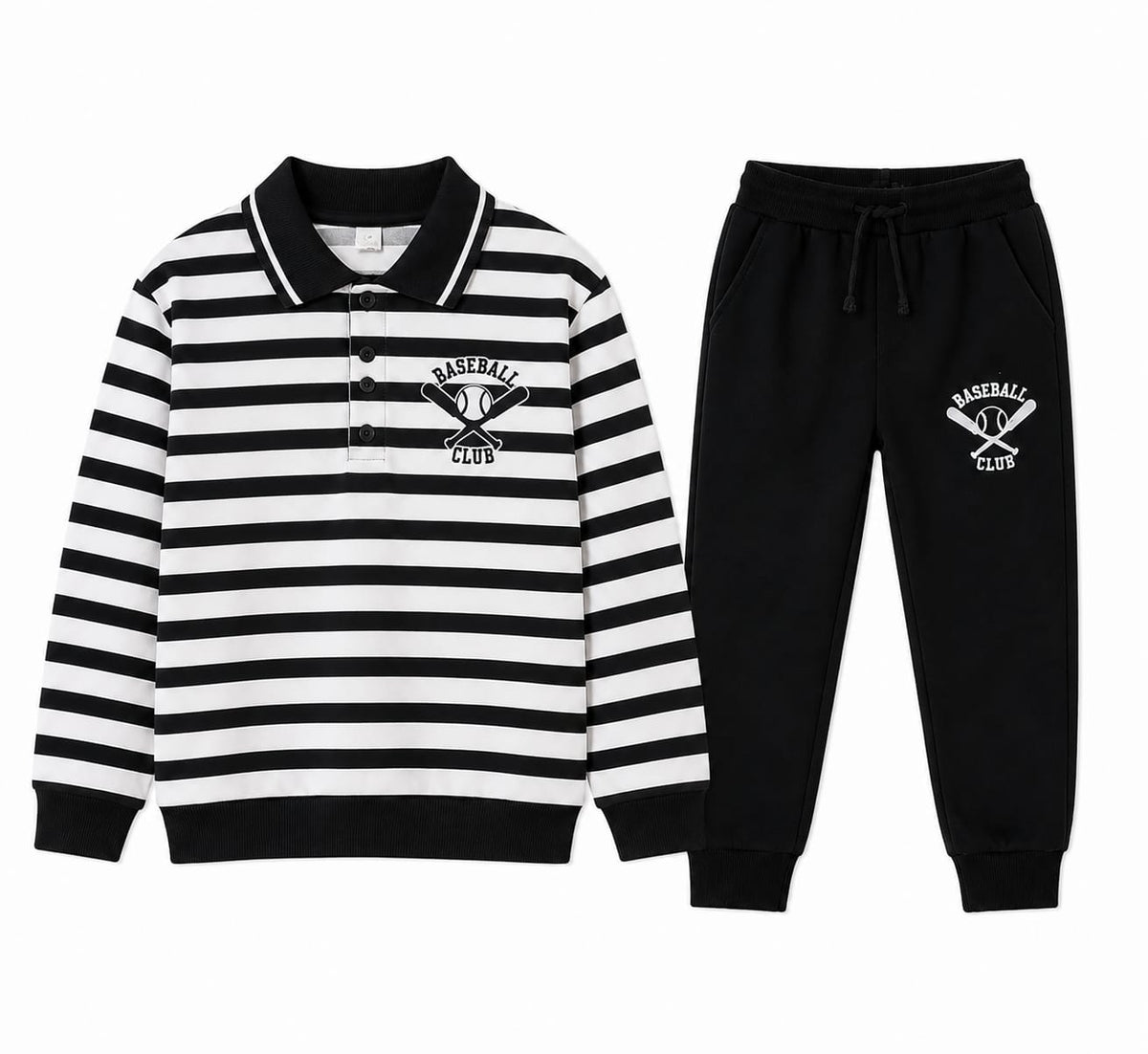 Boys Collar Button Sweatshirt With Pant