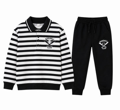 Boys Collar Button Sweatshirt With Pant