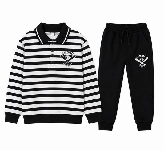Boys Collar Button Sweatshirt With Pant
