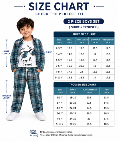 Boys Plaid 2-Piece Set with Graphic T-Shirt