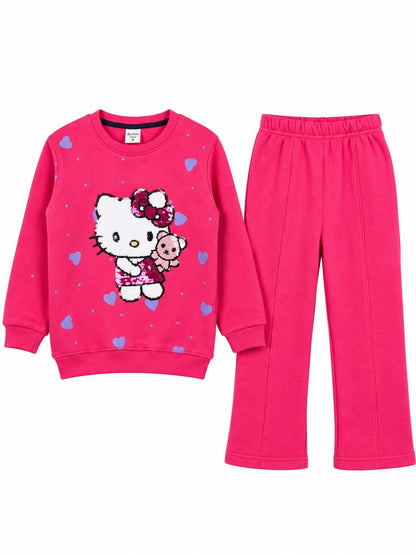 Pink Sequence Kitty Tracksuit