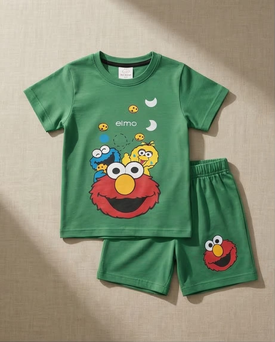 Boys Green Character Print Coord Set