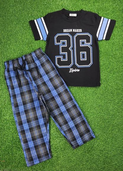 Boys Dream Maker Check Pants Set