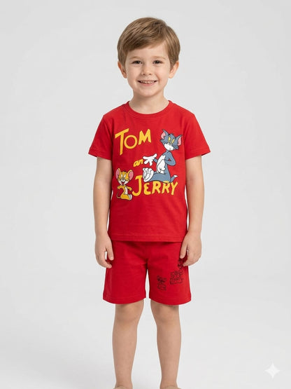 Boys Red Tom & Jerry Coord Set
