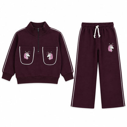Girls mockneck sweatshirt paired with flapper trouser