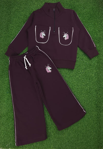 Girls mockneck sweatshirt paired with flapper trouser