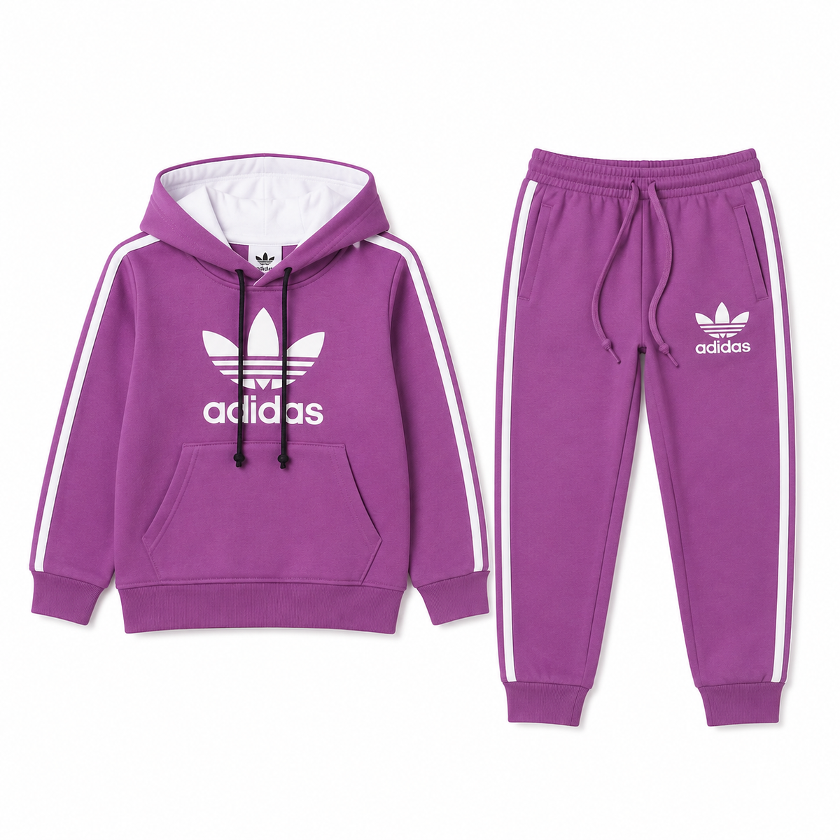 Kids Purple Stripe Hooded Tracksuit Set