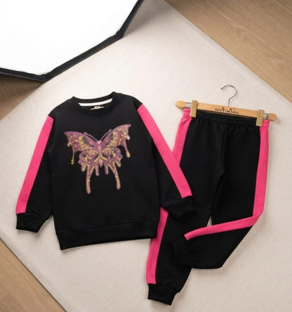 Sequence Black Butterfly Fleece Set