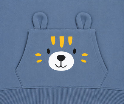 Kids Steel Blue Bear Pocket Sweatshirt & Jogger Set