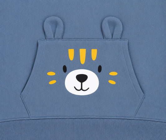 Kids Steel Blue Bear Pocket Sweatshirt & Jogger Set