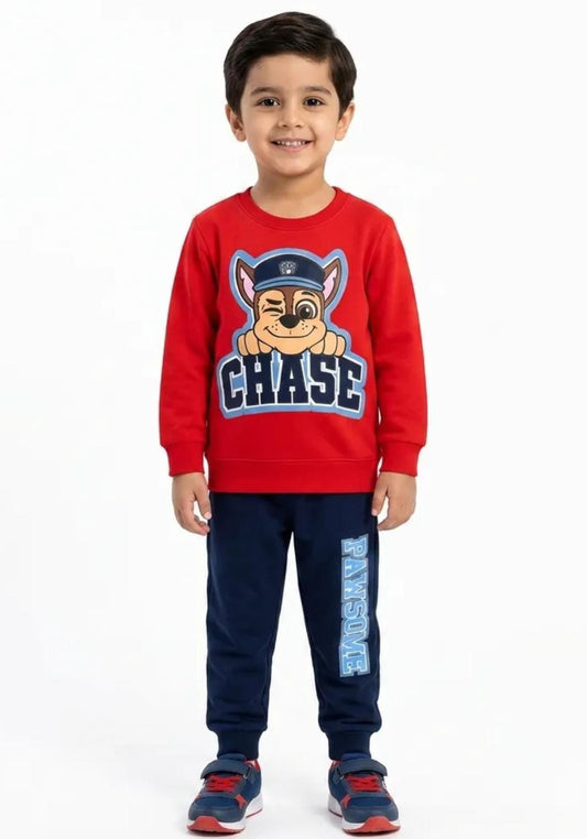 Kids Red Police Pup Graphic Sweatshirt & Jogger Set
