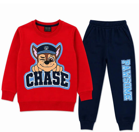 Kids Red Police Pup Graphic Sweatshirt & Jogger Set