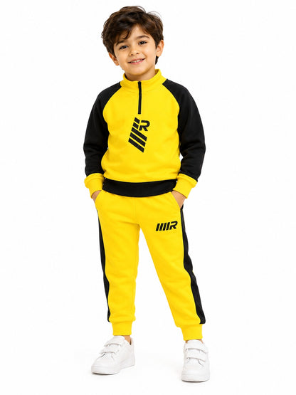 Boys Yellow & Black Racing Stripe Sweatshirt & Jogger Set