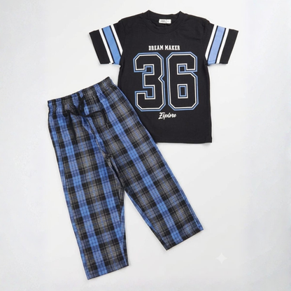 Boys Dream Maker Check Pants Set