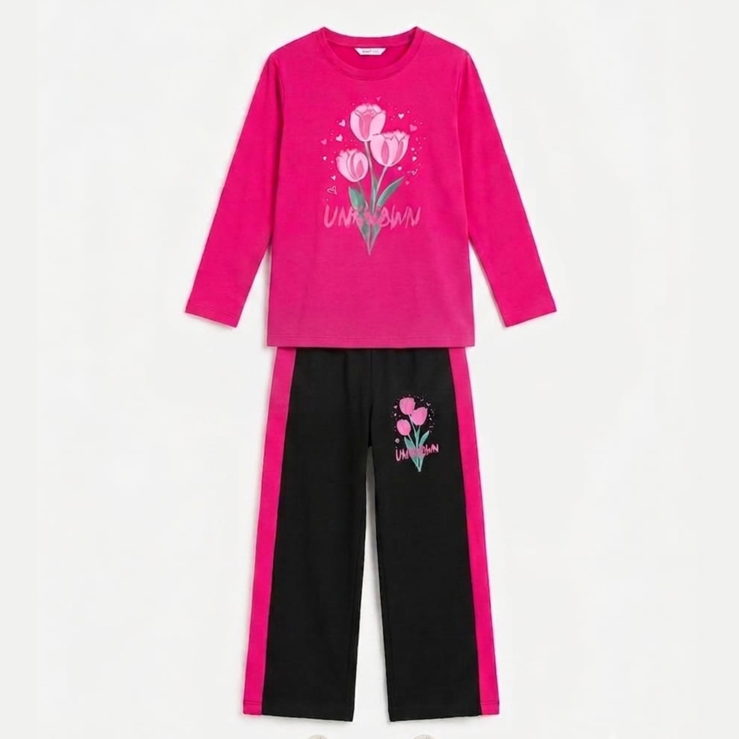 Girls Pink Floral Midseason Tracksuit