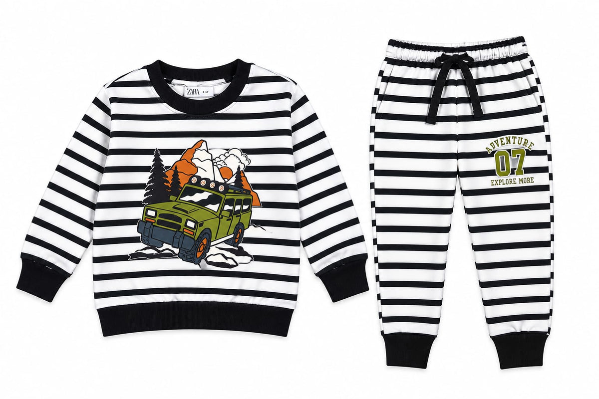 black and white striped winter set.