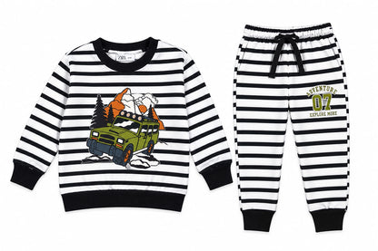 black and white striped winter set.