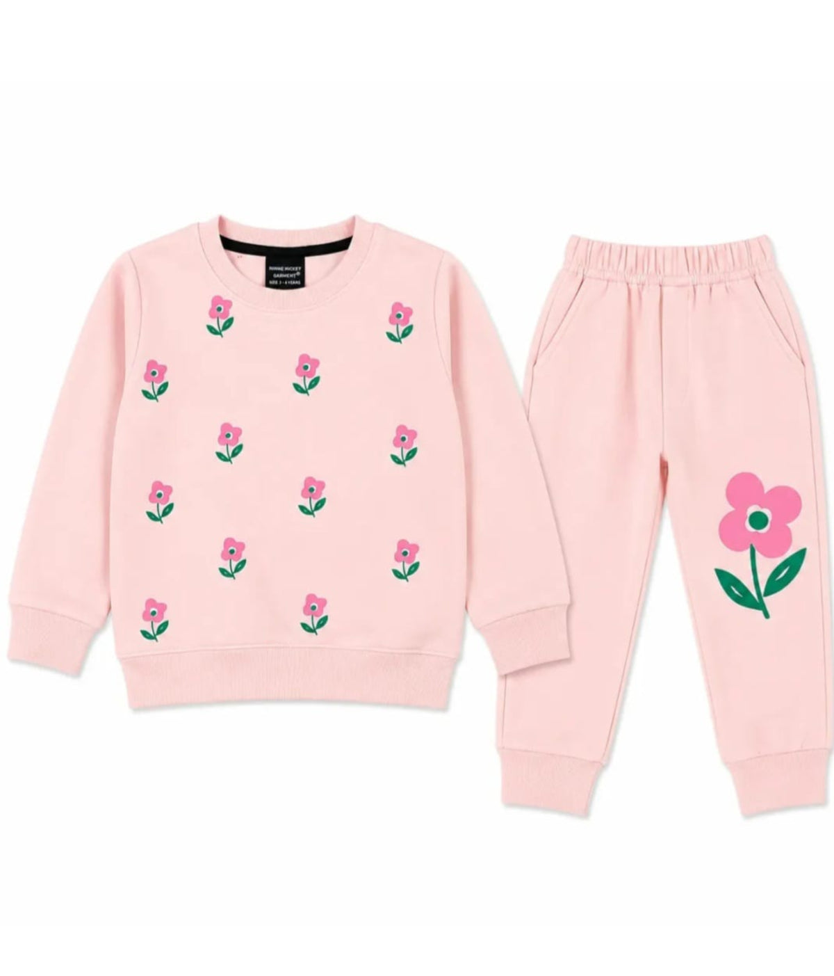 Girls Floral Sweatshirt Paired Fleece Trouser